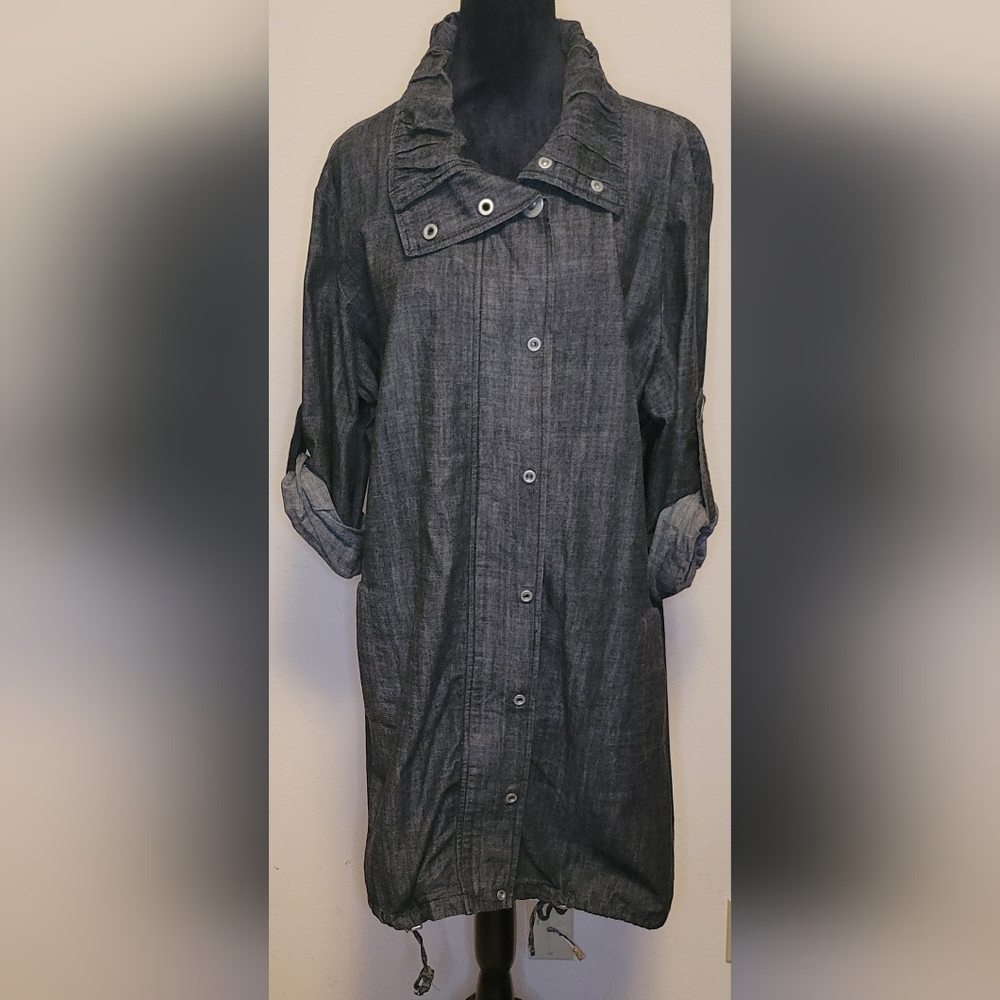 AMI Charcoal Jean Jacket with High Collar